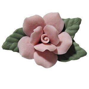 Vintage Handmade Pink Clay Flower Brooch Floral Pin Retro Fashion Jewelry Women